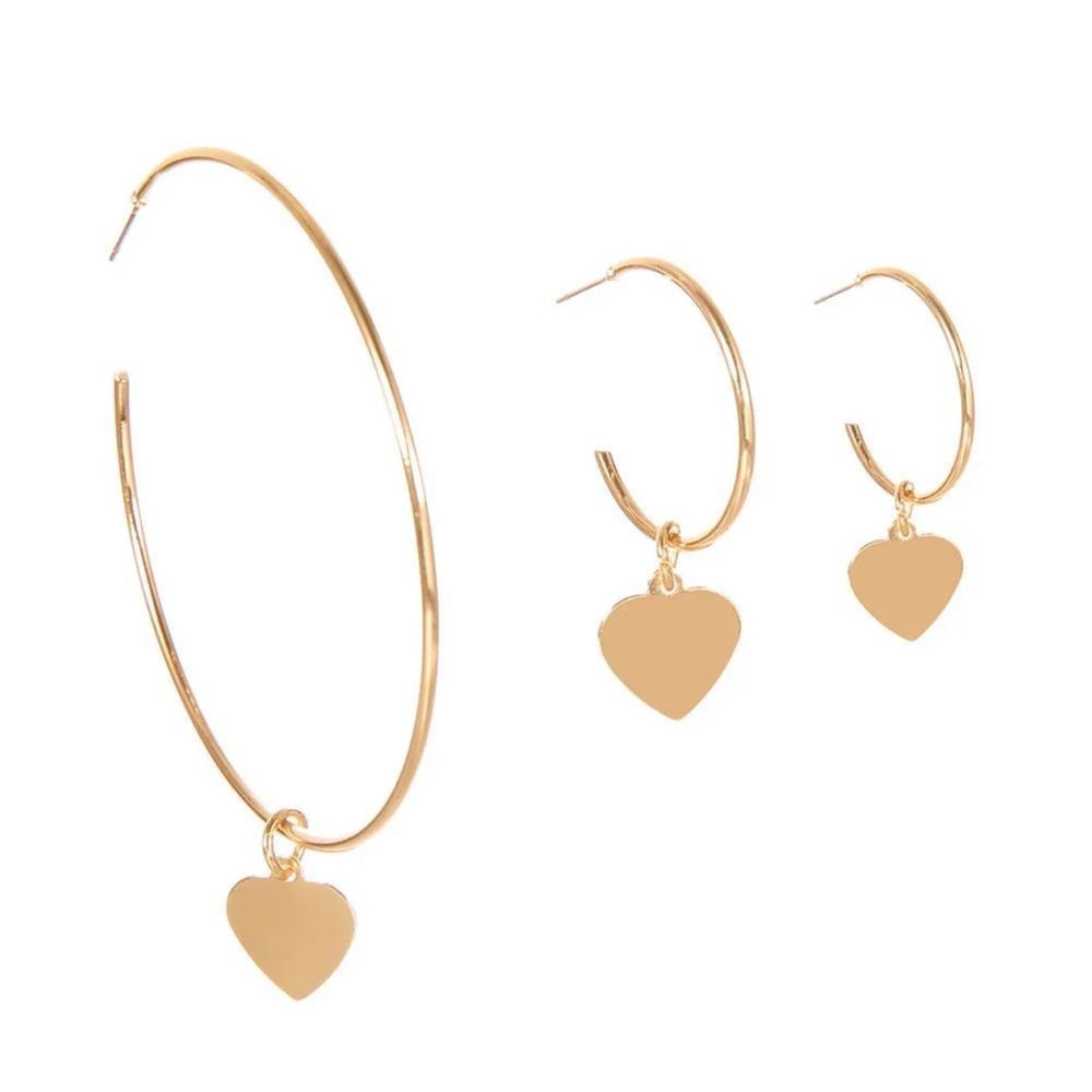 Heart  Hoop Earrings - Picture 2 of 4